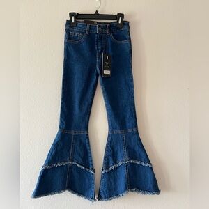 Lucky & Blessed Girls Dark Blue Flare Jeans